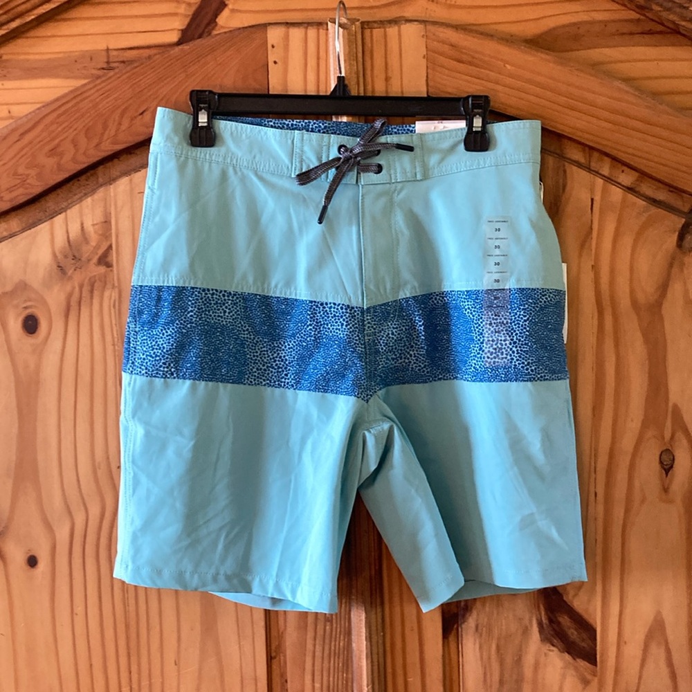 Men’s Free Assembly blue stripe dots swim trunks board shorts size 30 - NWT